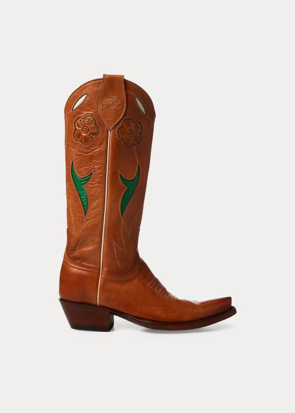 Women's Polo Ralph Lauren Selene Leather Cowboy Boots | 730284RGZ